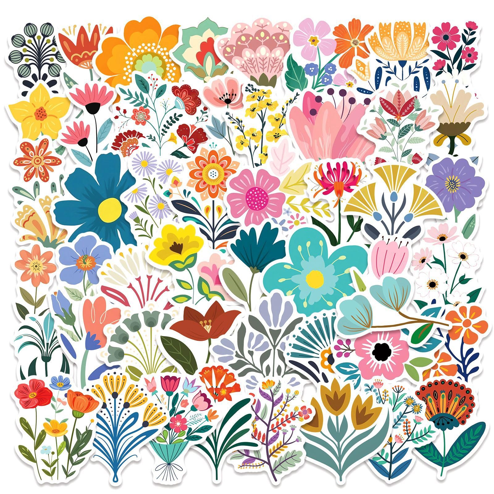 Hntr Flower Hntr® Stickers | 50 Floral Stickers | Nature Scrapbook Accessories For Crafts And Journals