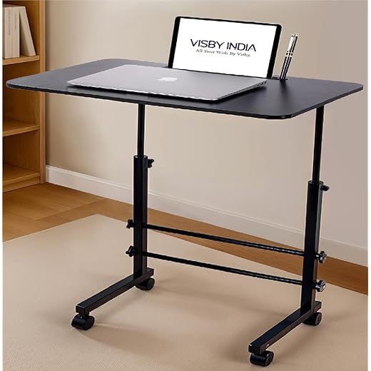 VISBY Wooden Adjustable Height Table with Wheels