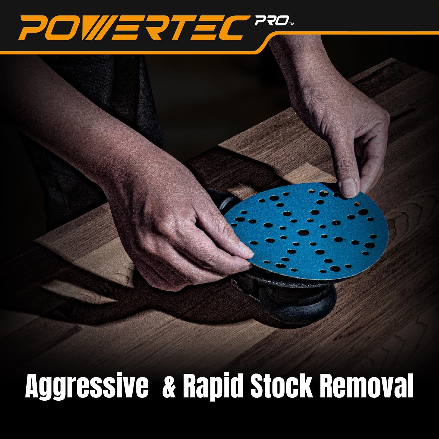POWERTEC PRO 46100C-150 6 Inch 49 Holes Sanding Disc, 150PK, 50 Each of 80/120/220 Grit, Ceramic Hook and Loop Backing Discs for Festool Random Orbital Sanders - Automotive, Paint, Metal, Woodworking