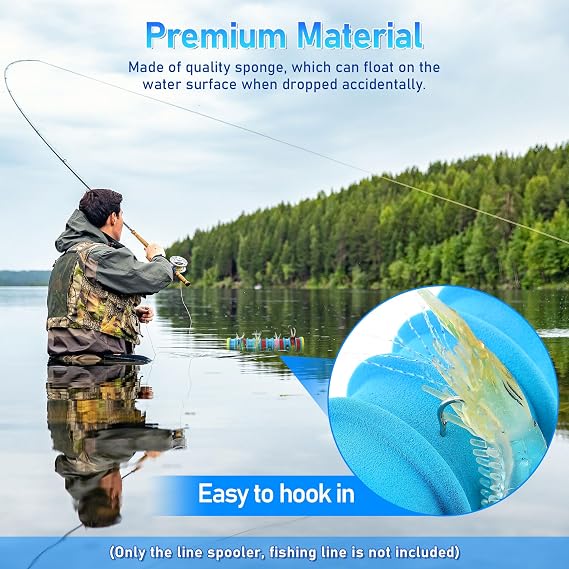 Dreyoo 3 Pcs Fishing Line Storage Organizer, Leader Holder with 12 Slots to Keep Your Lines Tangle Free, Spooler Winder, and Hook Keeper with Rigging Spools