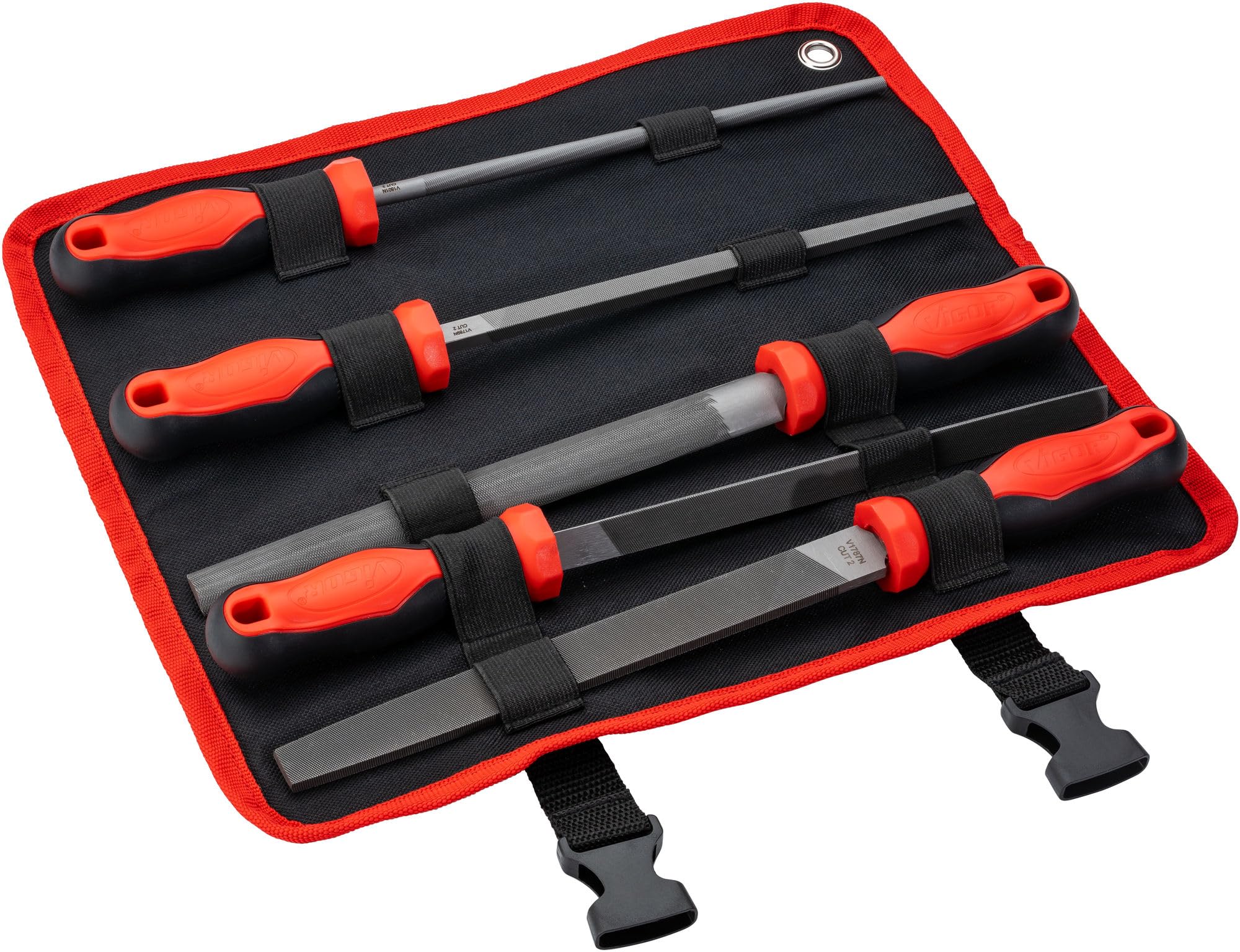 VIGOR Werkstattfeilen-Satz, V1786/5, 5-teilig | 1110 g, 5-teilig, Zahnung (Hieb): 2 = mittel, Ergonomische Griffform für sicheren Halt und komfortables Arbeiten
