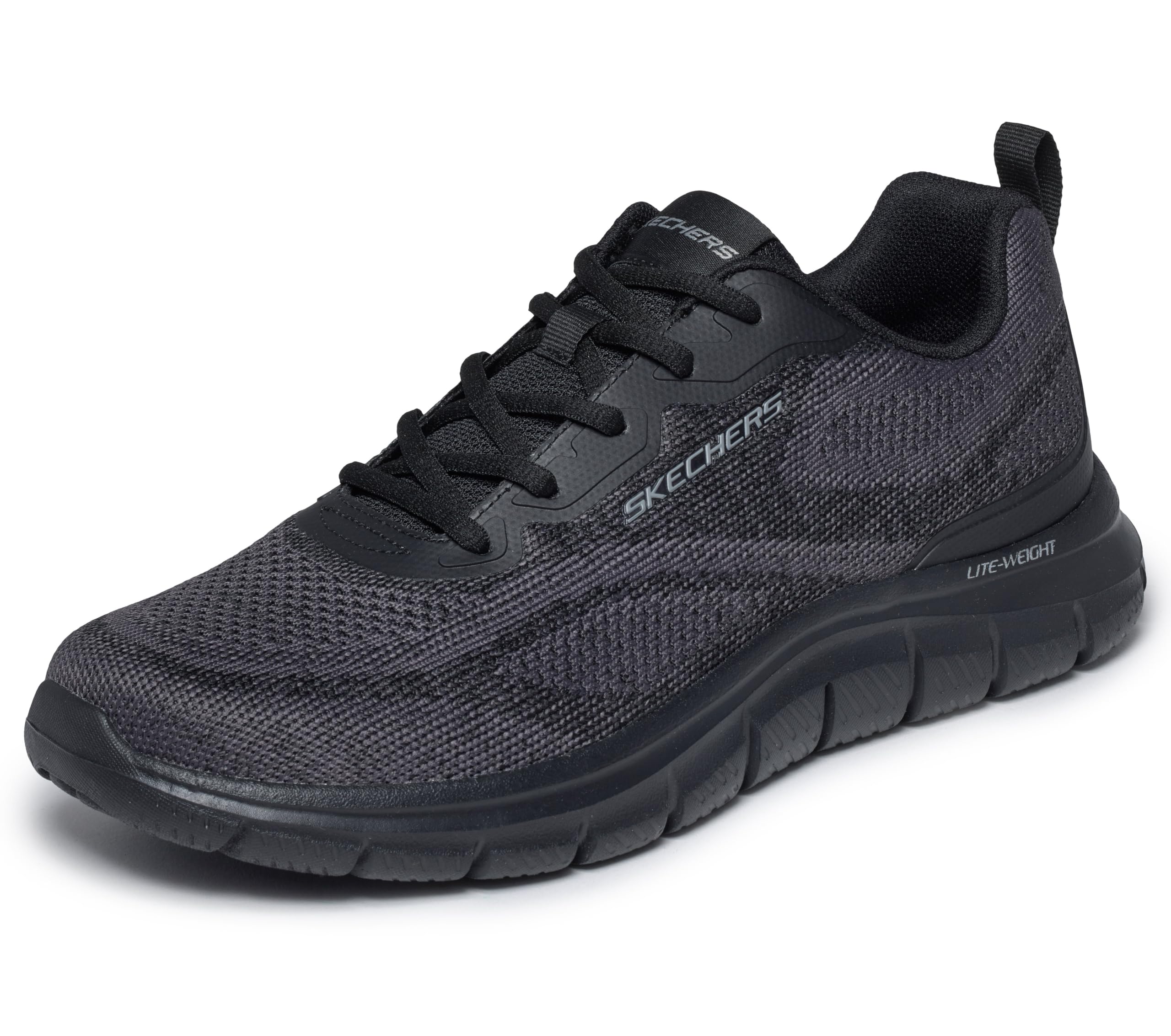 Skechers Men's Track Pohlter Trainers, Black Knit, 10 UK