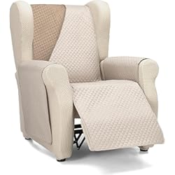 Martina Home Diamond Funda Cubre Sofá,Protector para Sofás Acolchado Reversible,Lino/Cuero, 1 Plaza/Relax