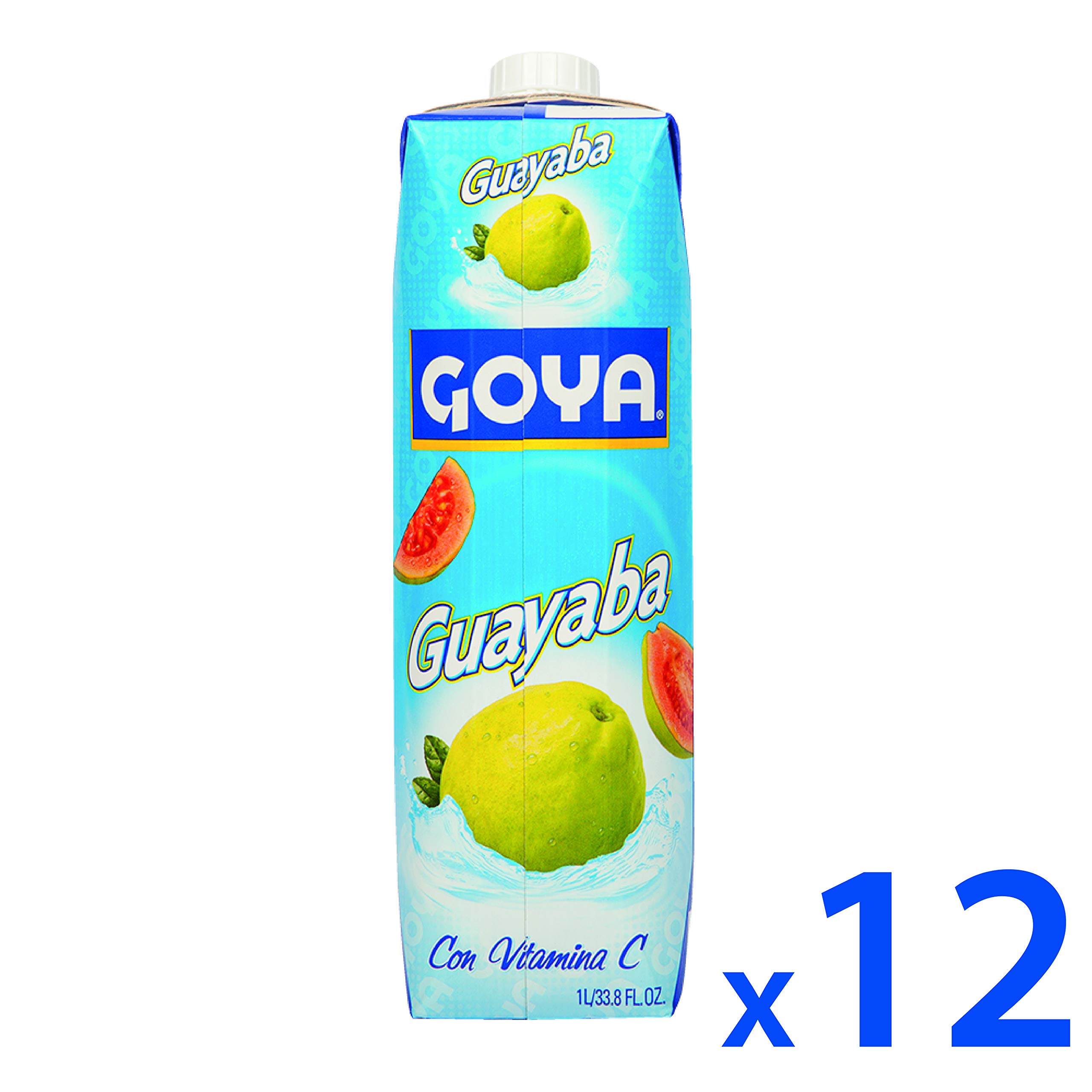 Goya Jugo de Guayaba 12 x 1L, Zumo de Fruta Natural con Sabor Auténtico y Refrescante, Fuente de Vitamina C