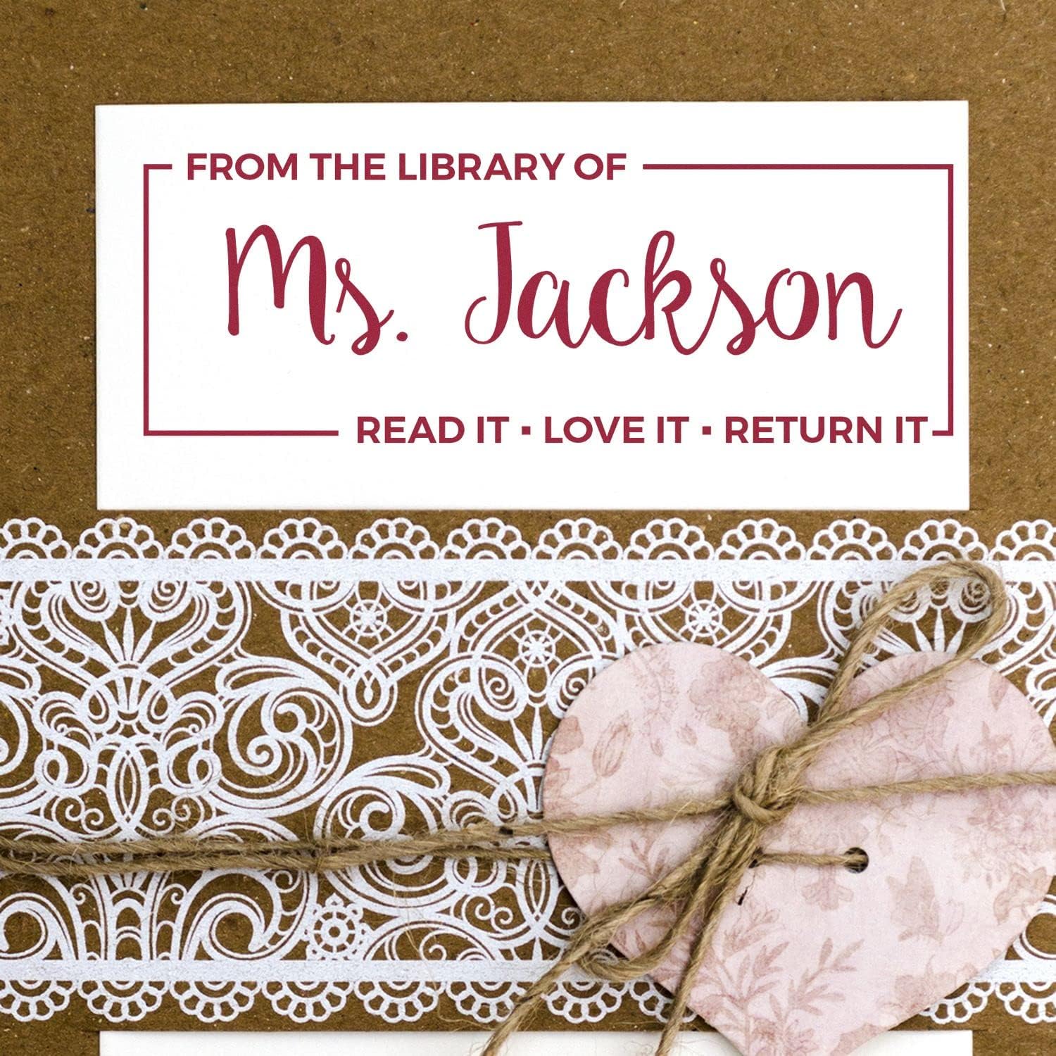 Pre-Inked Customized Bookplate Stamp, Read It Love It Return It, Personalized, 5 Ink Colors, Press and Print, Size 3/4" x 2-1/4"