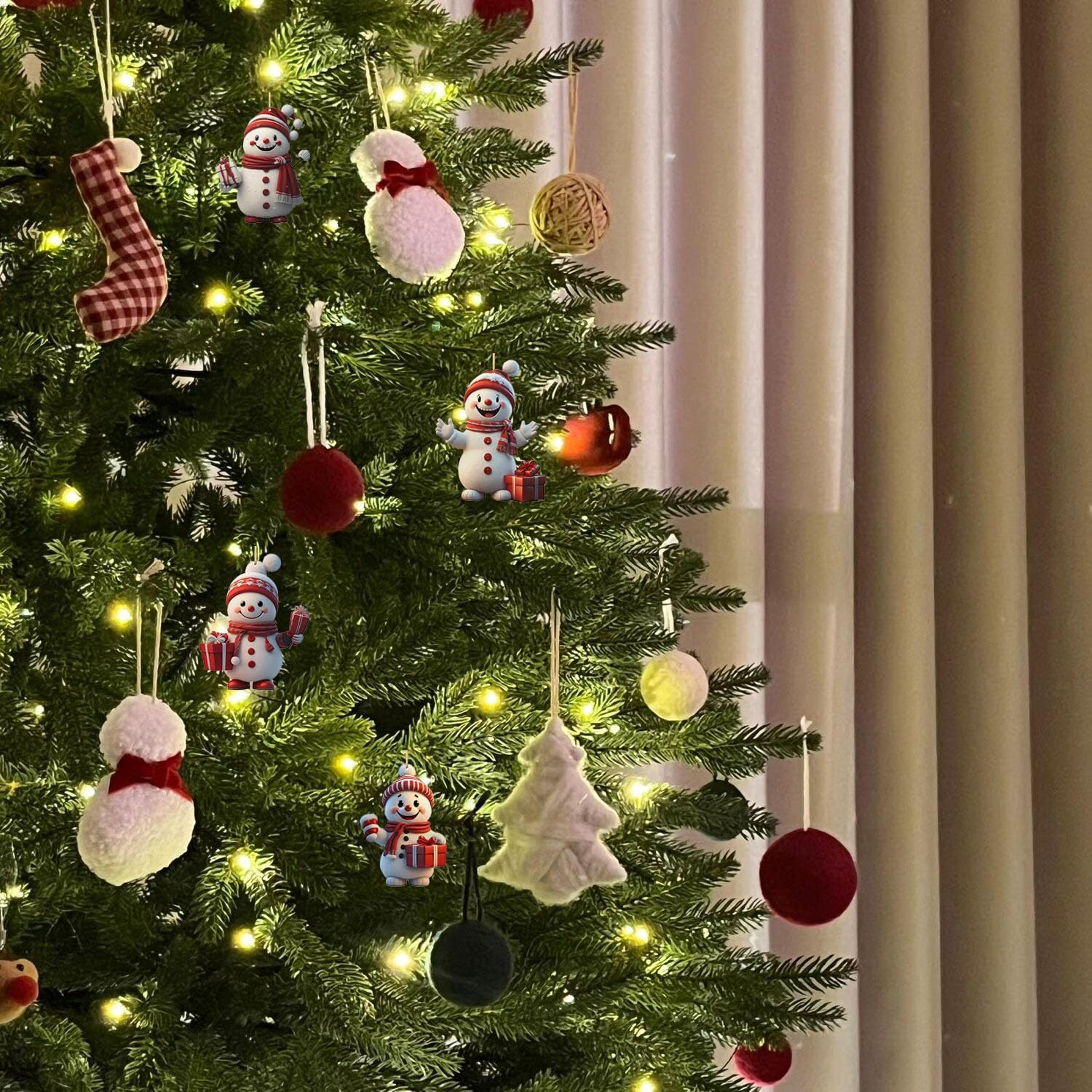 Christmas Snowman Ornaments Mr.Snowman Xmas Tree Decorations Cute Snowman Girl Winter Cartoon Snowmen Christmas Decor for Holiday New Year 9 Pcs - Image 7