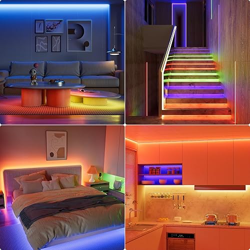 Miniatura 2 de MIWISE Tira de luz LED RGB COB de 20 pies20.0 ft, tira de luz regulable que cambia de color DC24V, cinta flexible multicolor de 0.394 in de ancho,