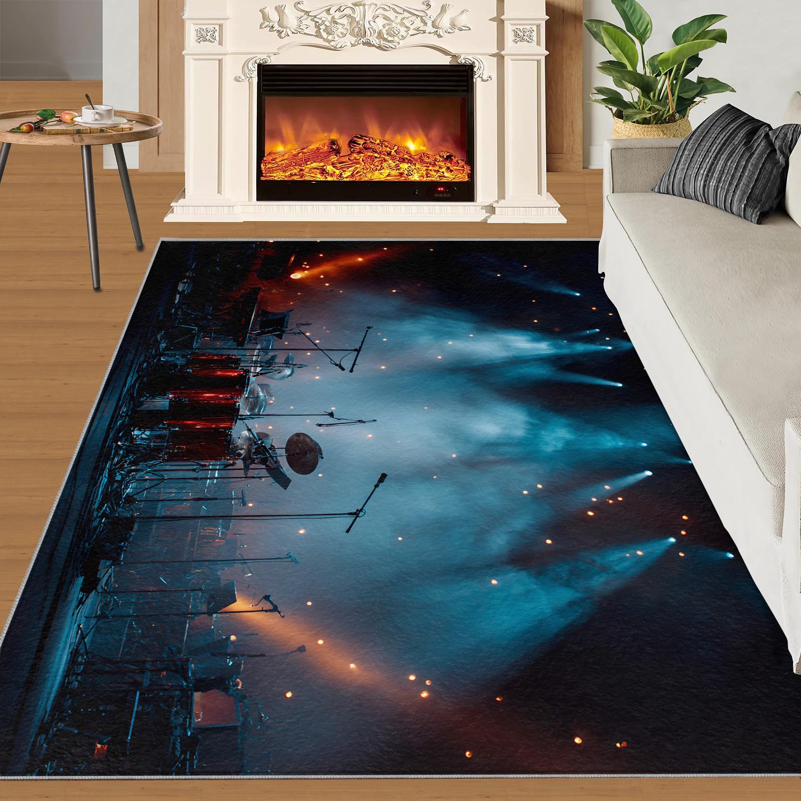 Generisch Konzertteppich, 100 x 150 cm, waschbar, DJ-Rock-Teppich für Wohnzimmer, weicher Rutschfester Teppichboden für Schlafzimmer, Esstisch, Nachttisch, Innendekoration