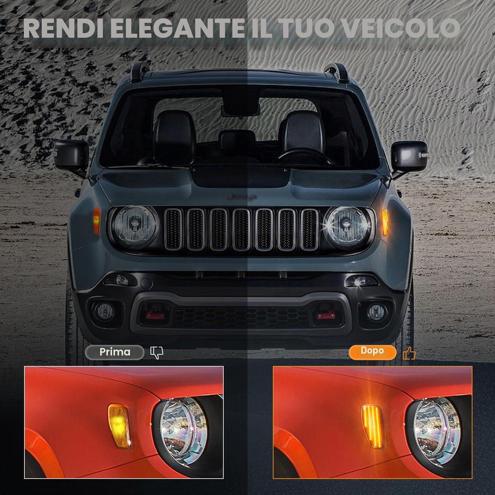 Frecce Laterale Dinamico a LED per Renegade 2015-2017, Indicatori di Direzione Laterale a LED Canbus Nero, 2 Pezzi