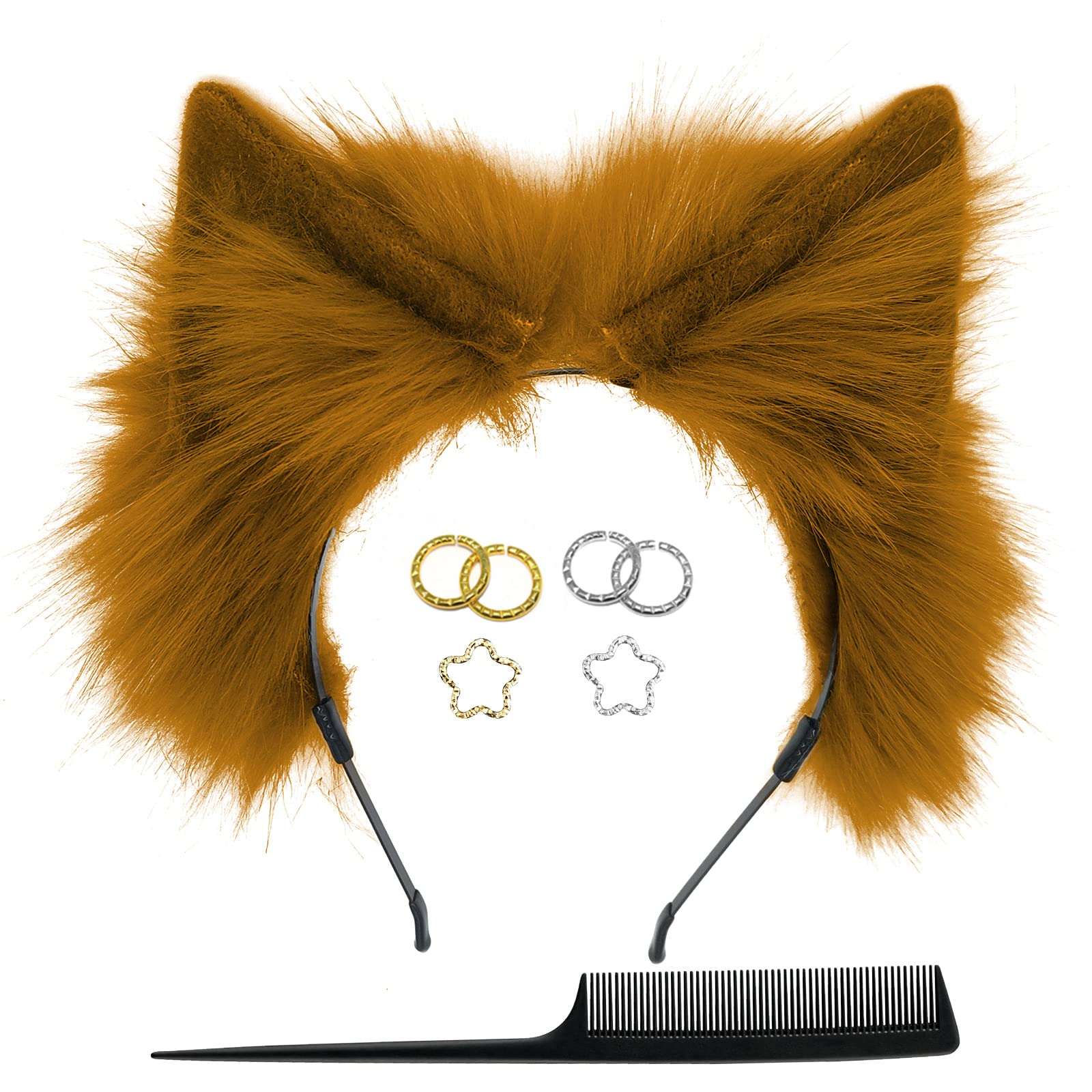 GaliaFaya Cat Wolf Fox Dog Ears Headband Handmade Long Faux fur Cosplay Halloween Costume Party