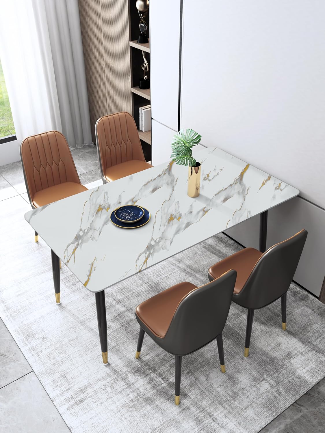 Abyssaly Marble Contact Paper White Gold Granite Peel and Stick Wallpaper for Countertop Self-Adhesive Thickening Wall Paper for Kitchen Bathroom and Furniture (17.7" x 196") image 4