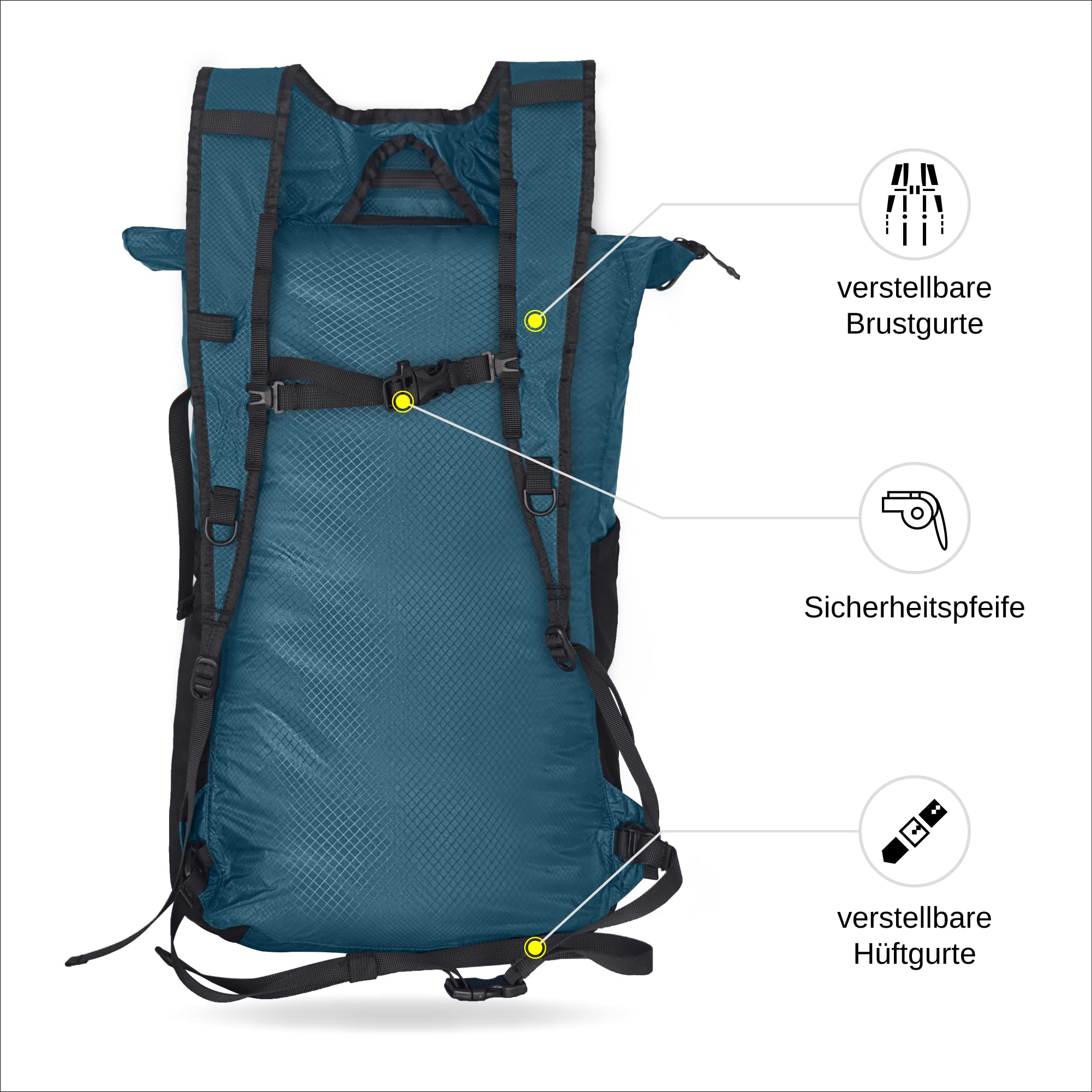 4Monster Zaino pieghevole ultra leggero, unisex per attività all'aperto, 2 in 1, zaino da trekking impermeabile