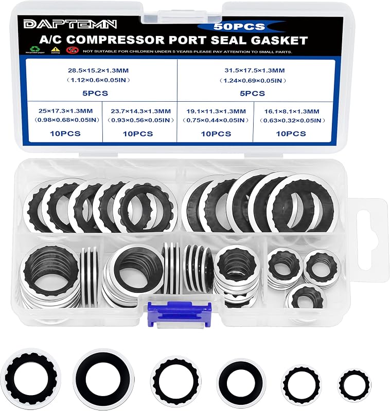 Kit de Arruelas de Vedação para Compressor de Ar-Condicionado Daptemn – 50 unidades, 6 tamanhos