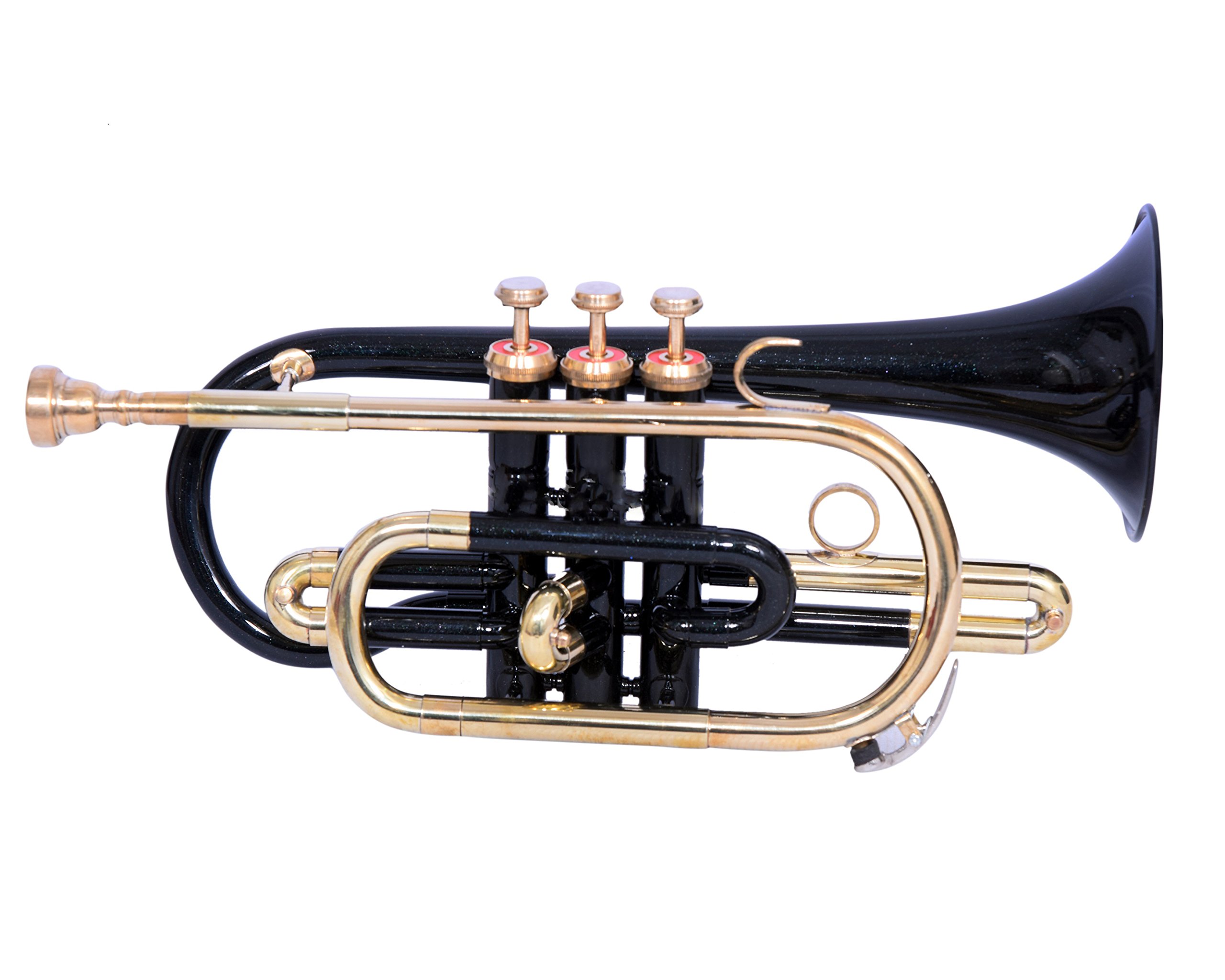 UNIQBb Cornet for Students, Beginners with Free Hard Case and Mouthpiece, Bb Pitch 3 Valve Cornet Brass Made Musical Instrument (Black)