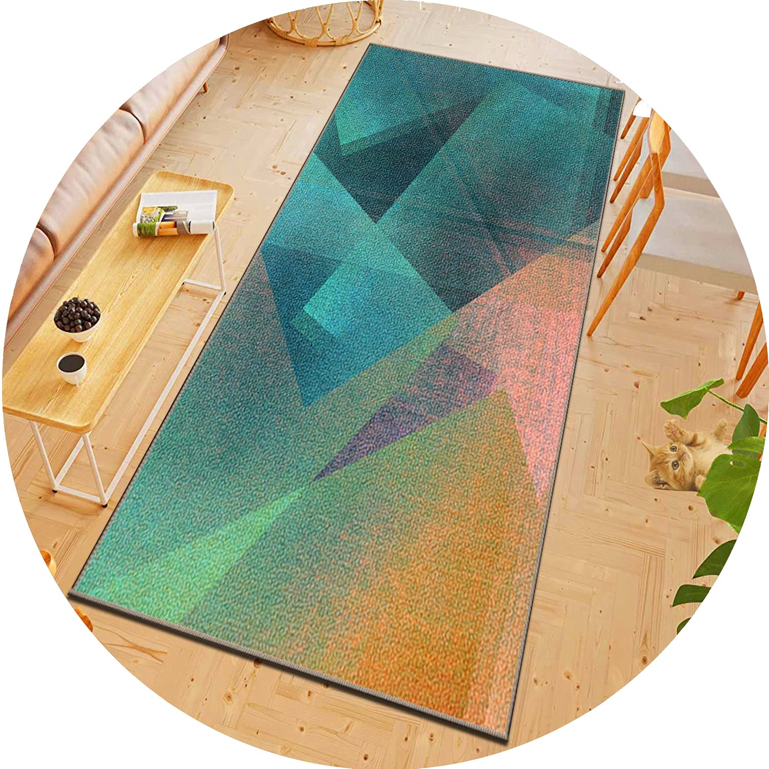 Tapis Moderne 60x180cm, Tapis sur Mesure Motif 3D Antidérapant résistant Lavable pour Chambre, Cuisine, Descente de Lit