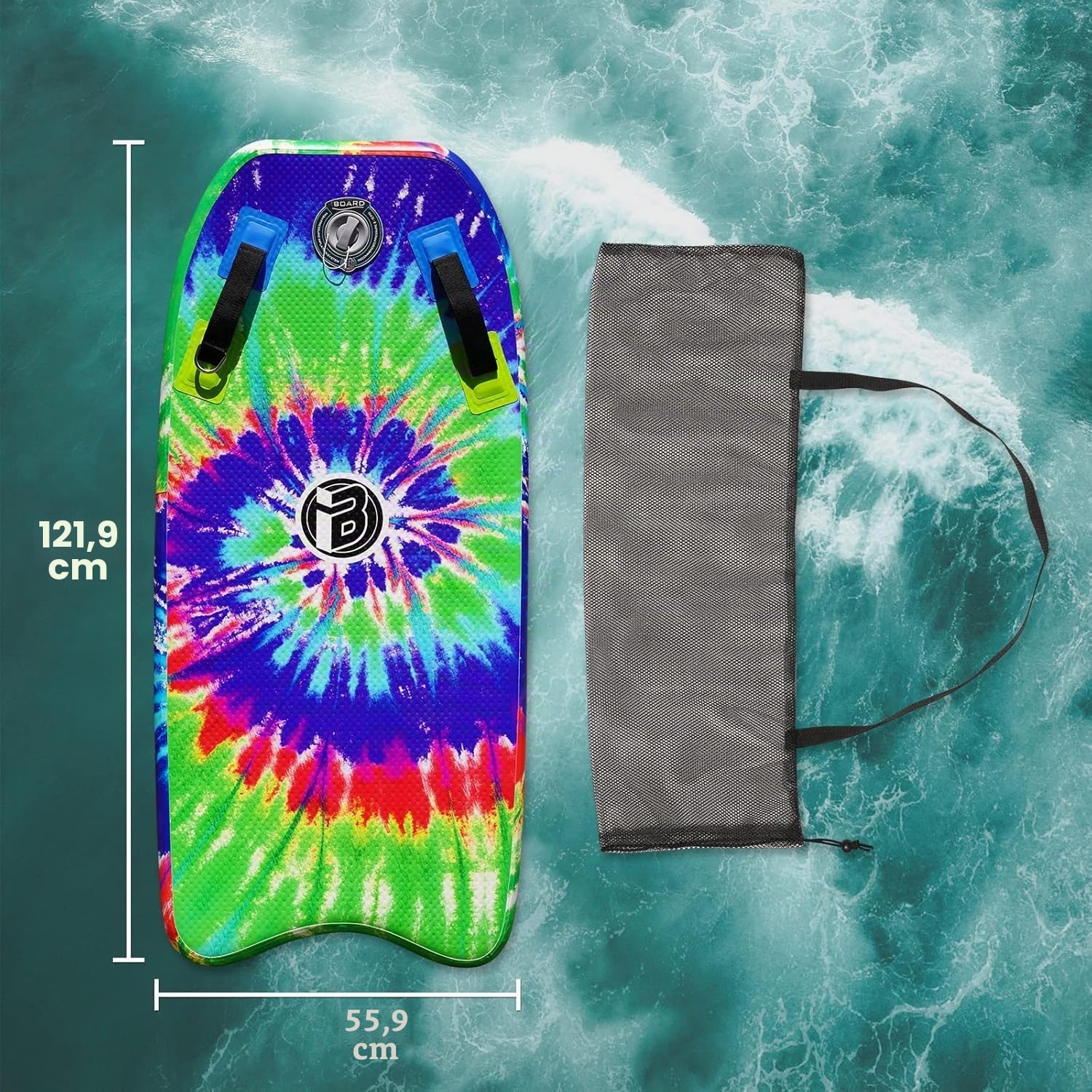 Aufblasbares Bodyboard, tragbares Surfbrett mit Hammernaht-Technologie, Aufbewahrung, 121,9 cm, super faltbares Bodyboard mit maximalem Aufblasdruck 15 PSI