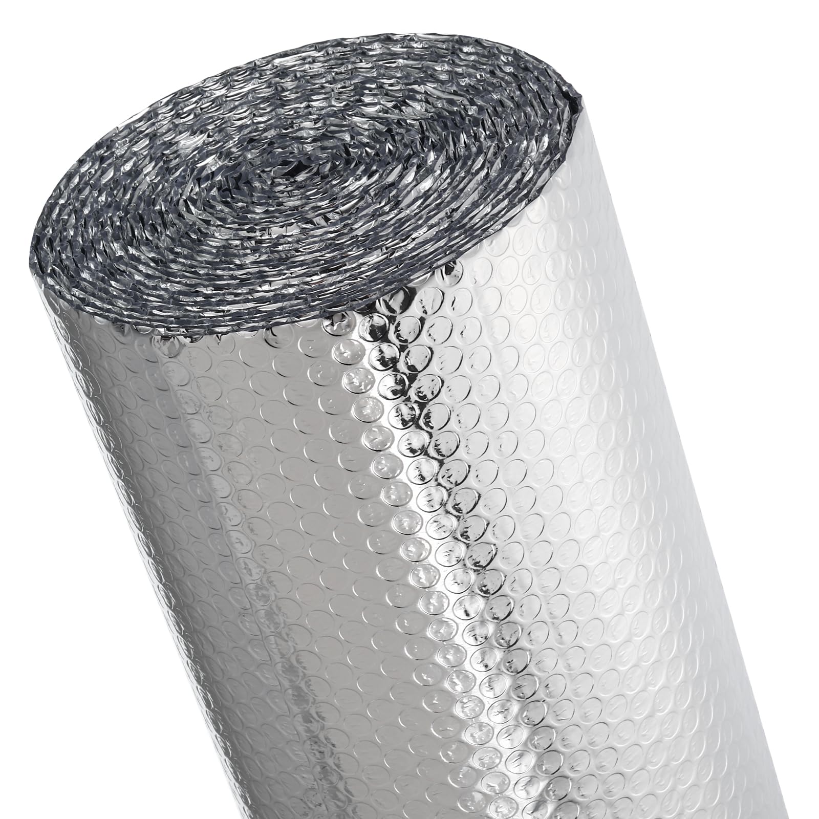 PATIKIL Doble Lámina de Aislamiento de Burbujas Reflectante Rollo de Barrera Radiante de Aluminio 24" x 26 Pies Escudo Térmico de Espuma de Papel para Ventanas RV Garaje