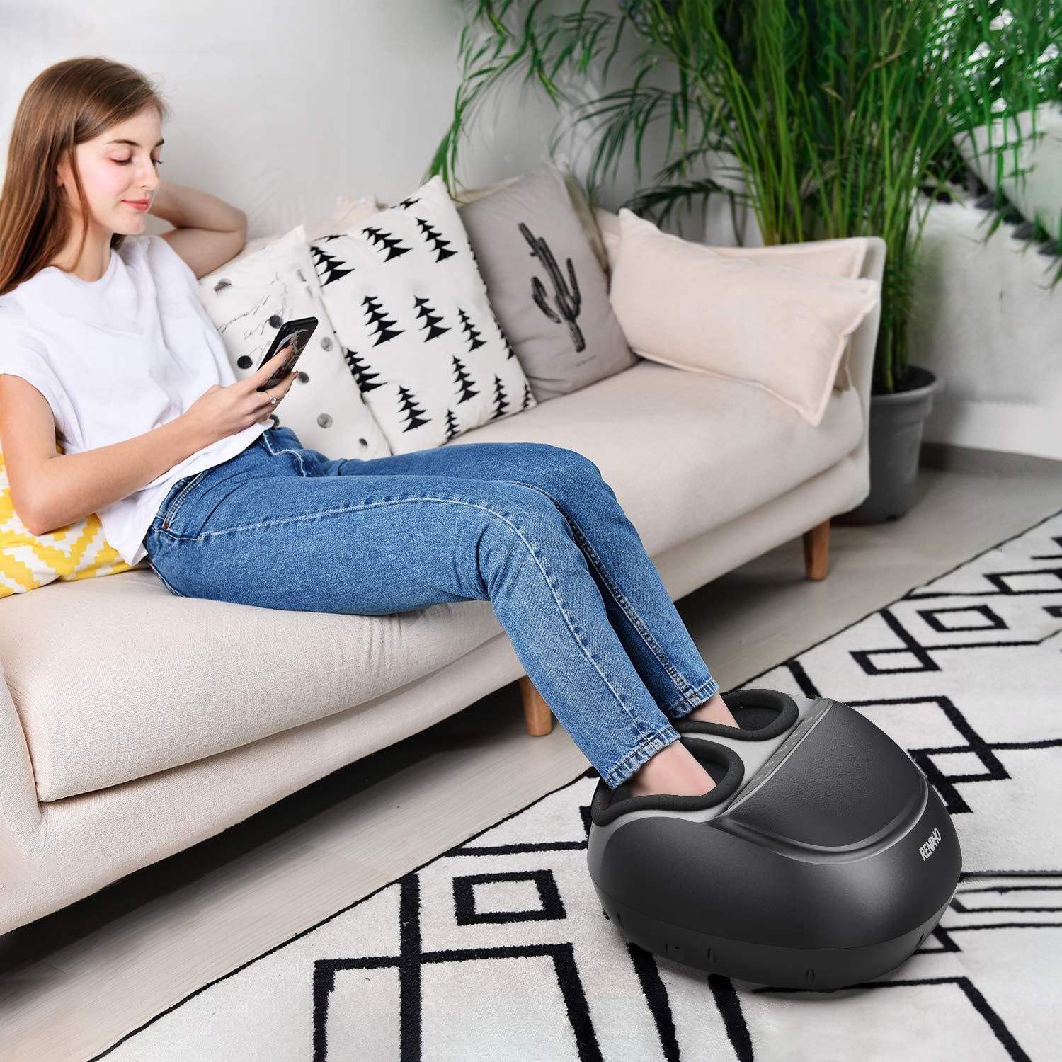 RENPHO Foot Massager Machine, Shiatsu Electric Foot Massager with Full Cover Heat, APP Remote, Deep Kneading, Squeezing, Relieve Foot Discomforts from Plantar Fasciitis, Fits up to Men Size 12 : Health & Household