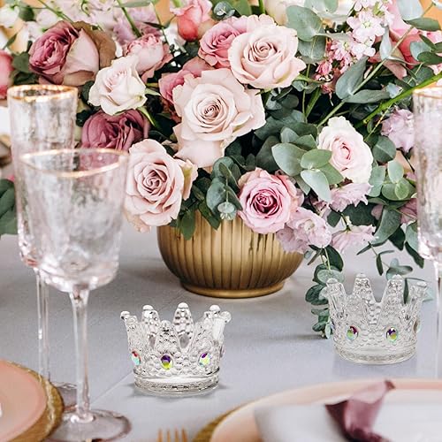 Miniatura 5 de WDHODEC Portavelas votivas transparentes, 12 unidades, candelabros de cristal con piedras preciosas para centro de mesa, decoración de cumpleaños de