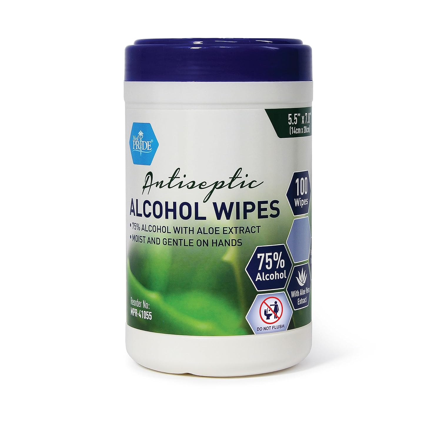 Medpride Hand Wipes With 75% Alcohol [100 Pack] – Gentle Sanitizing Wet Wipes - Cleaning Sanitizer Wipes With Aloe Vera - Disposable Moisturizing Personal Wipes- 5.5'' x 7.8''