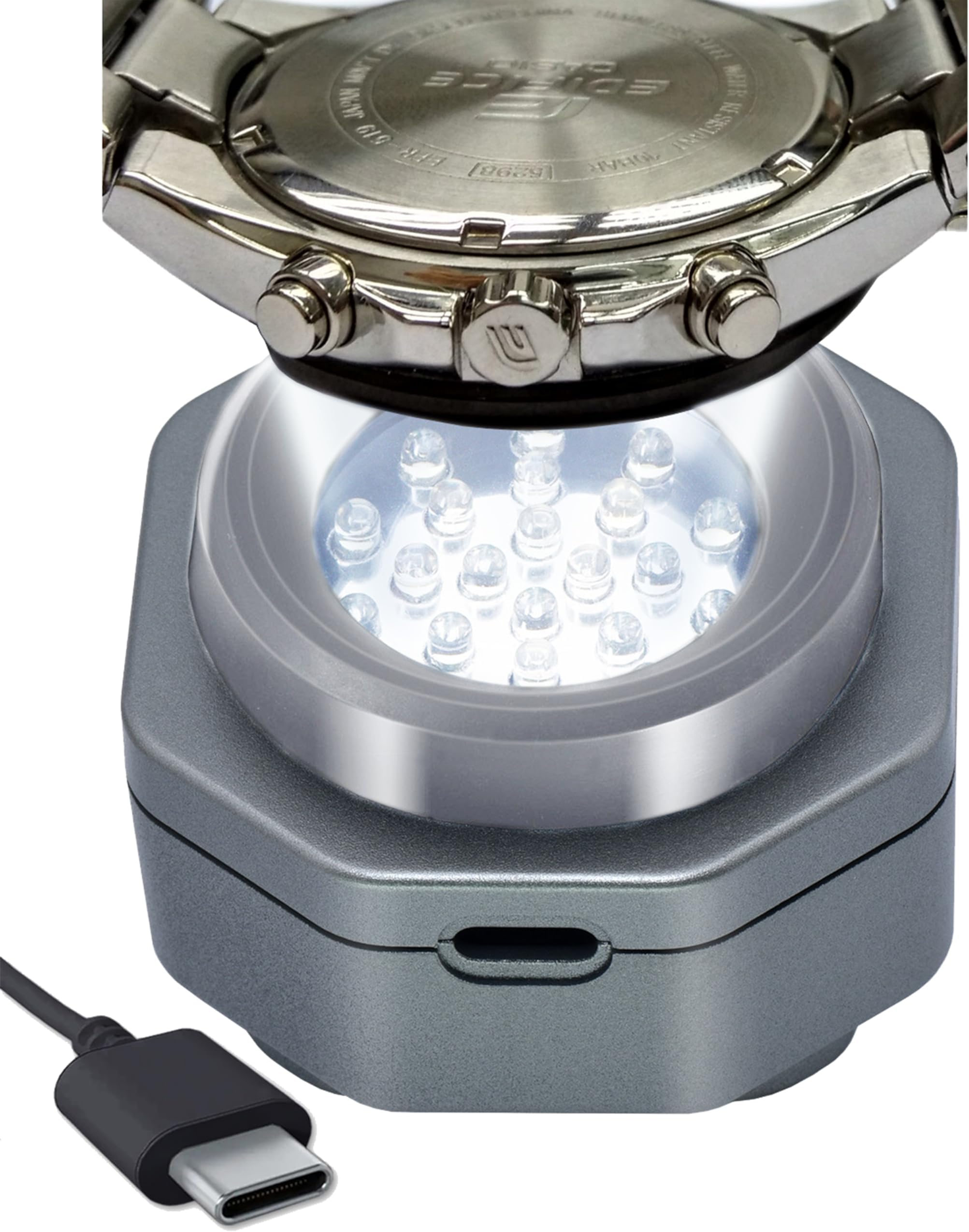 CoolFire (The Original) - USB-C UV Free Solar Watch Fast Charger for All Eco Solar Watches. Safe 24/7 Charging (No Timer Needed). Reloj Hombre Portable Charger. Fits G-Shock, Citizen, Seiko, Garmin GY