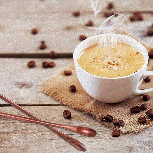 Miniatura 5 de 4 cucharas de madera para mezclar café de mango largo, cucharas de té helado de madera, cuchara pequeña para mezclar café, té, bebidas, 7.87 pulgadas