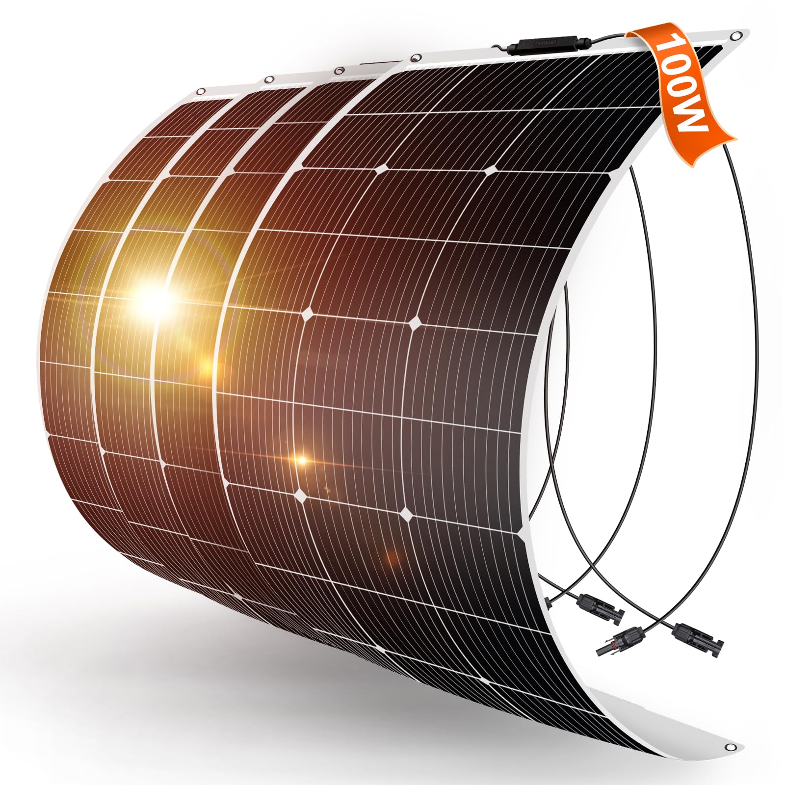 DOKIO Panel Słoneczny 400W Elastyczny 4 x 100W Moduły Solarne | idealne do kampera, na kemping, do domku ogrodowego