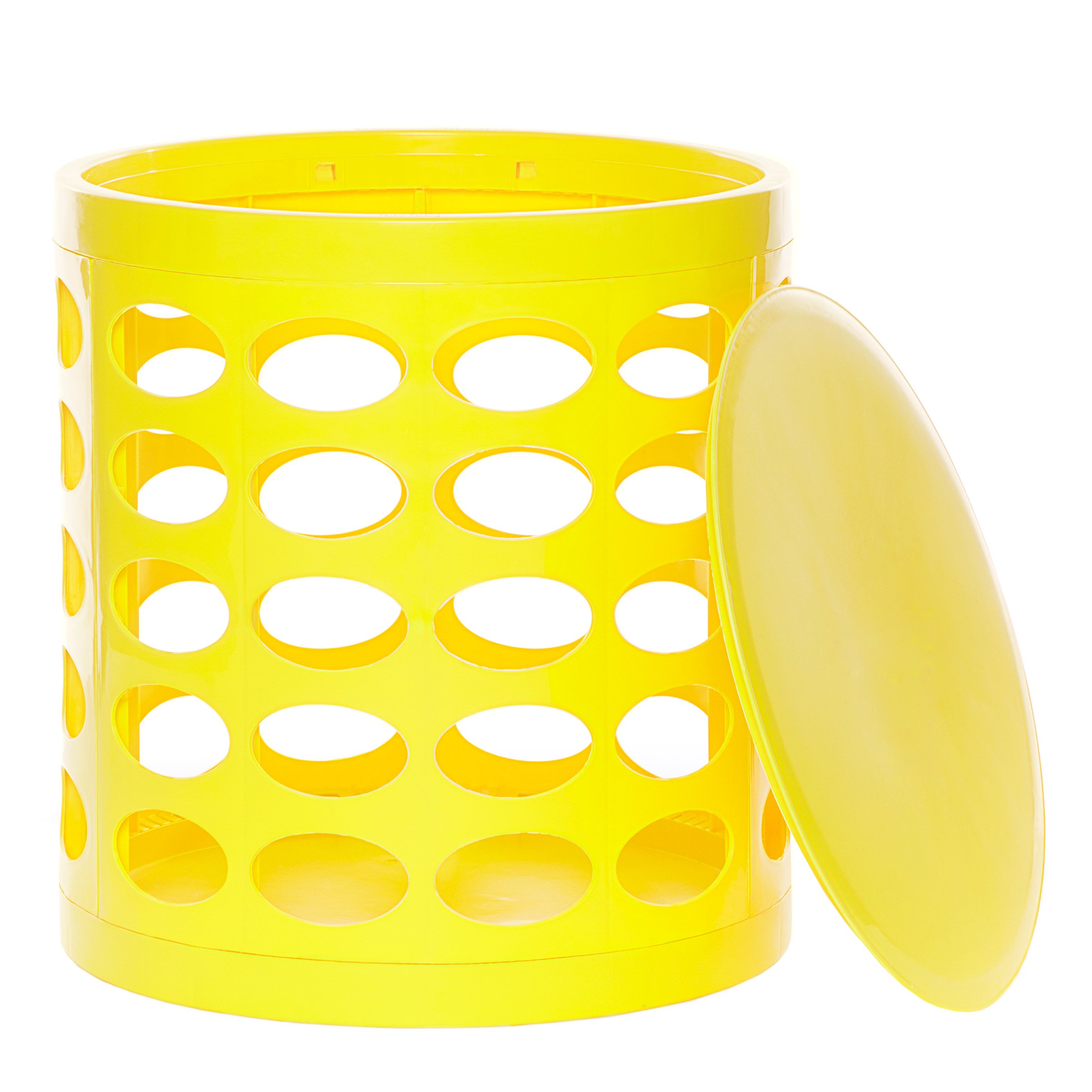 Gitadini Yellow Ottoman Storage Stool - round with oval cut-out design