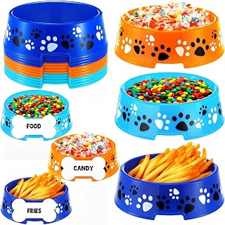 CroBlissful 12 Set Dog Paw Bowl Puppy Birthday Party Decor,Blue and Orange