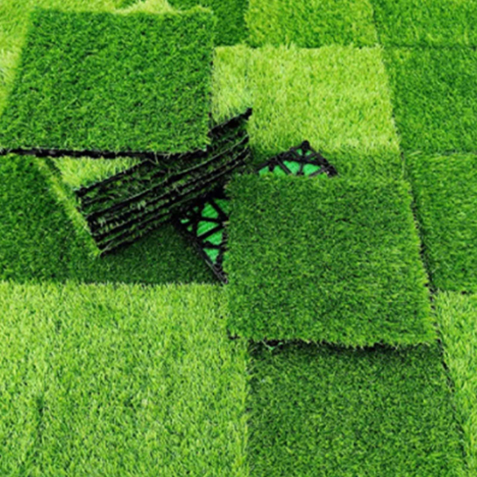 10 Piastrelle Erba Sintetica 30x30 cm – Pavimento da Giardino con Prato Artificiale, Verde, Incastro e Taglio Facile, 0.9 m²