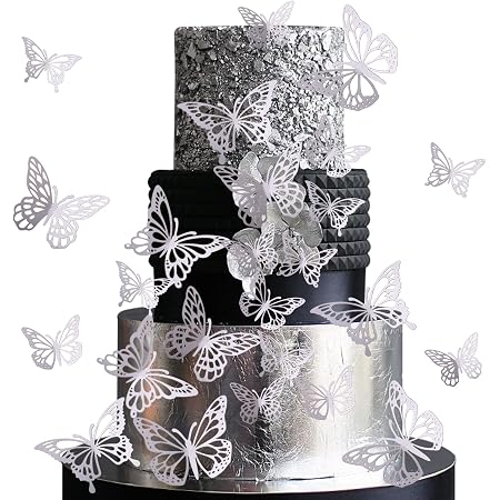 24Pcs 3D Butterfly Cupcake Toppers – Double Layer Decorations For Birthday & Wedding Cakes