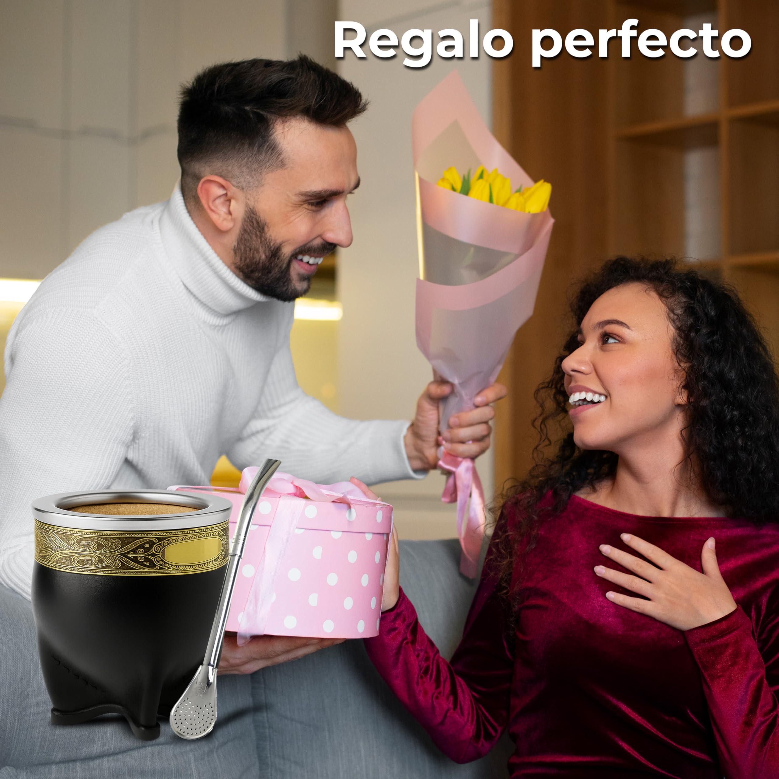 Kit Mate Imperial Premium + Bombilla Mate Pico de Loro | Vaso Calabaza Artesano y Bombilla de Acero Inoxidable Ideal para Regalar o Tomar diariamente | Incluye Guía de Curado