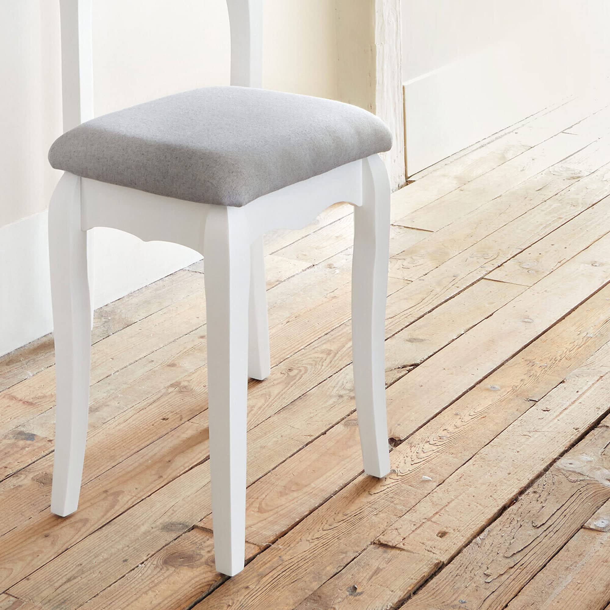 Tabouret pour Coiffeuse Aurell - 35 x 28 x 45 cm - MDF - Blanc