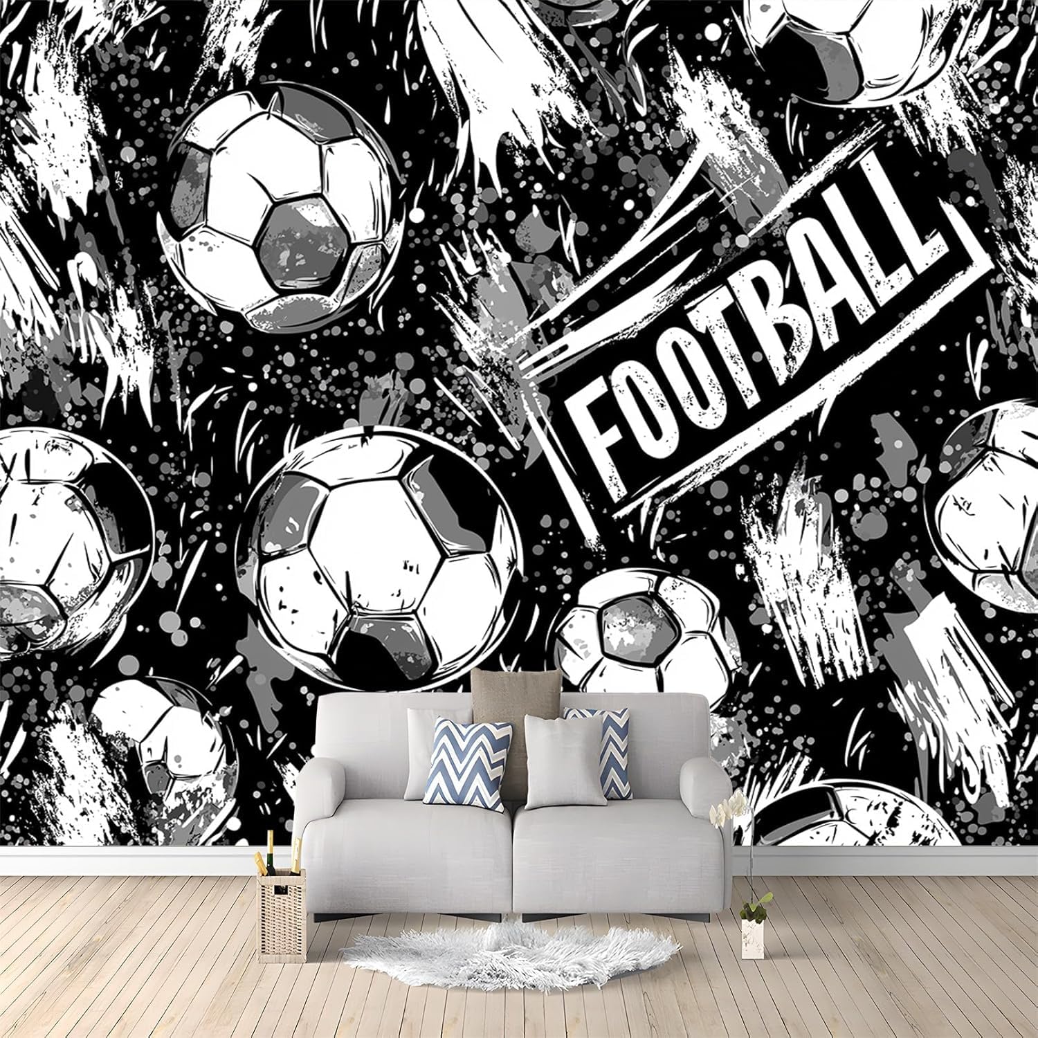Papier peint panoramique football grand format poster photo fresque murale 3D pour salon et chambre