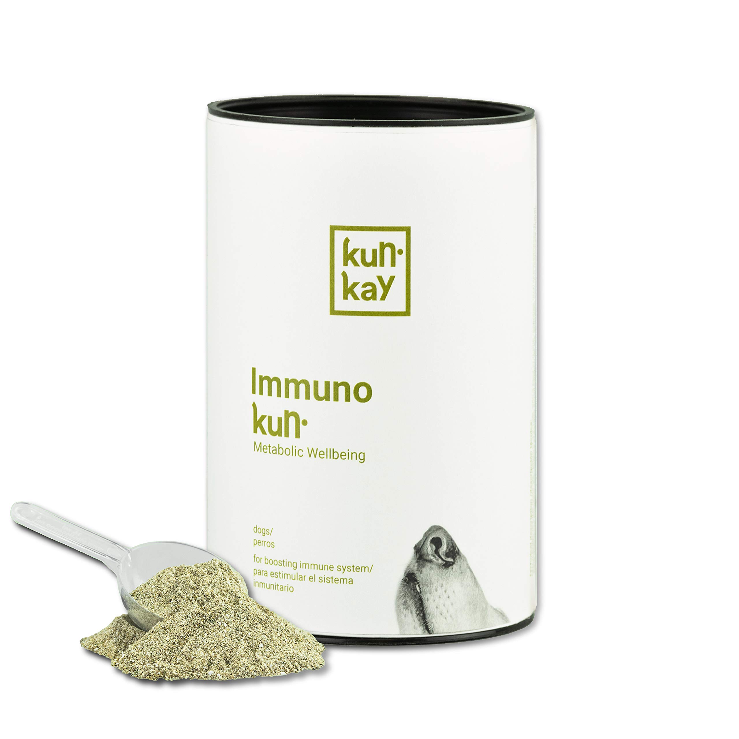 Suplemento Natural en Polvo Immunokun Perros 270 g con probióticos, prebióticos & Beta‑glucanos para reforzar defensas y Salud digestiva