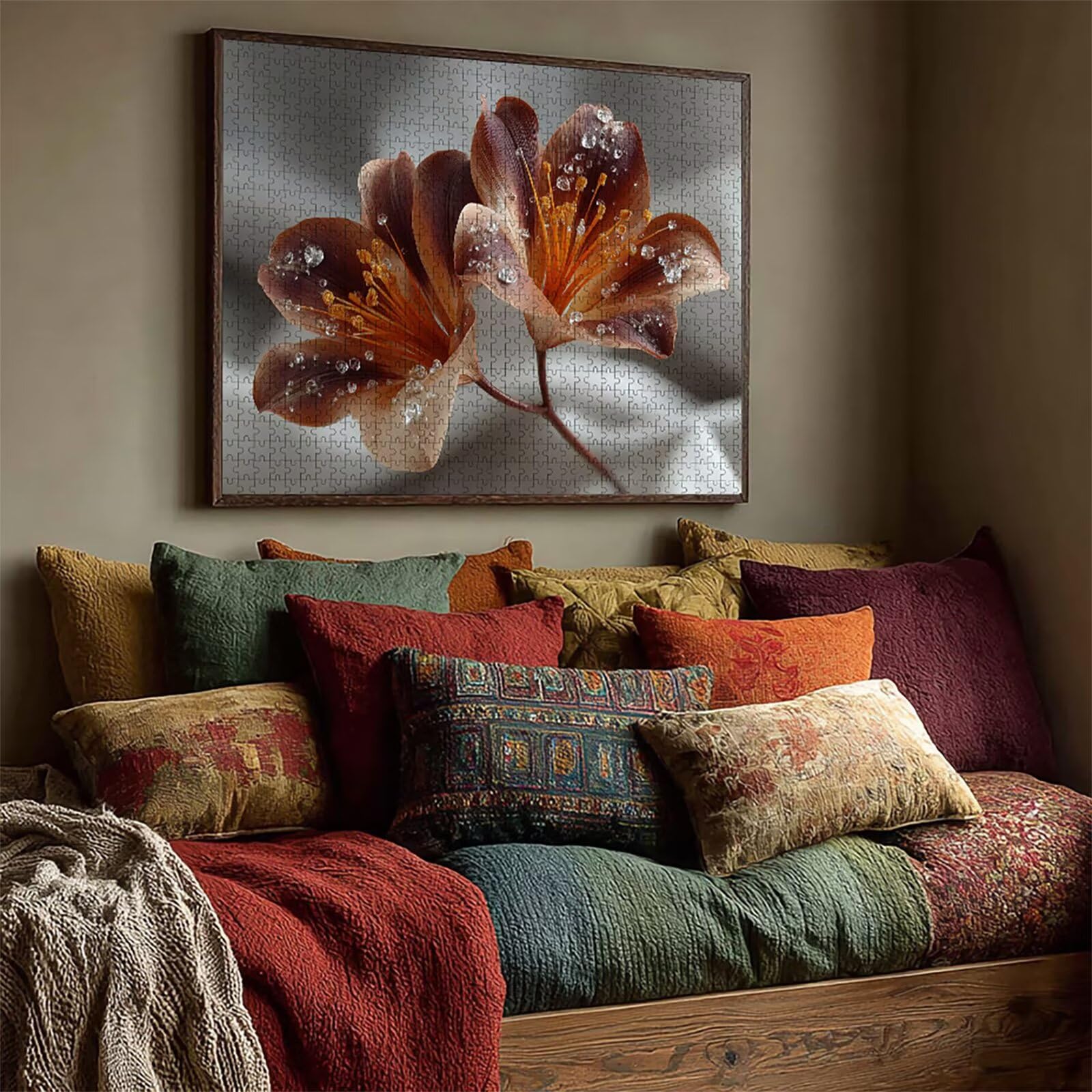Puzzle 2000 elementów dla dorosłych kwiat, drewniane puzzle, 99 x 71 cm, części ściśle do siebie pasują, dla mężczyzn, kobiet, starszych seniorów, relaks i odstresowanie, prezenty, dekoracja ścienna