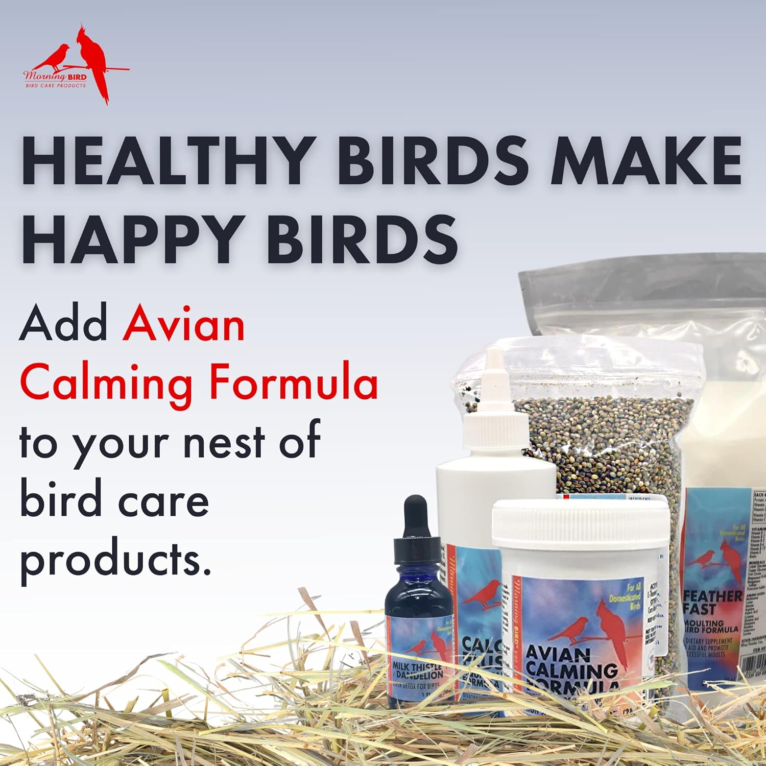 Morning Bird Mood Food (Avian Calming Formula), Non-Sedating Anxiety & Stress Relief Powder for Nervous Birds or Unwanted Behaviors, 6 oz