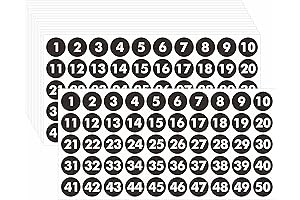 1 Inch Round Consecutive Number Stickers, 750 Pcs for Organization
