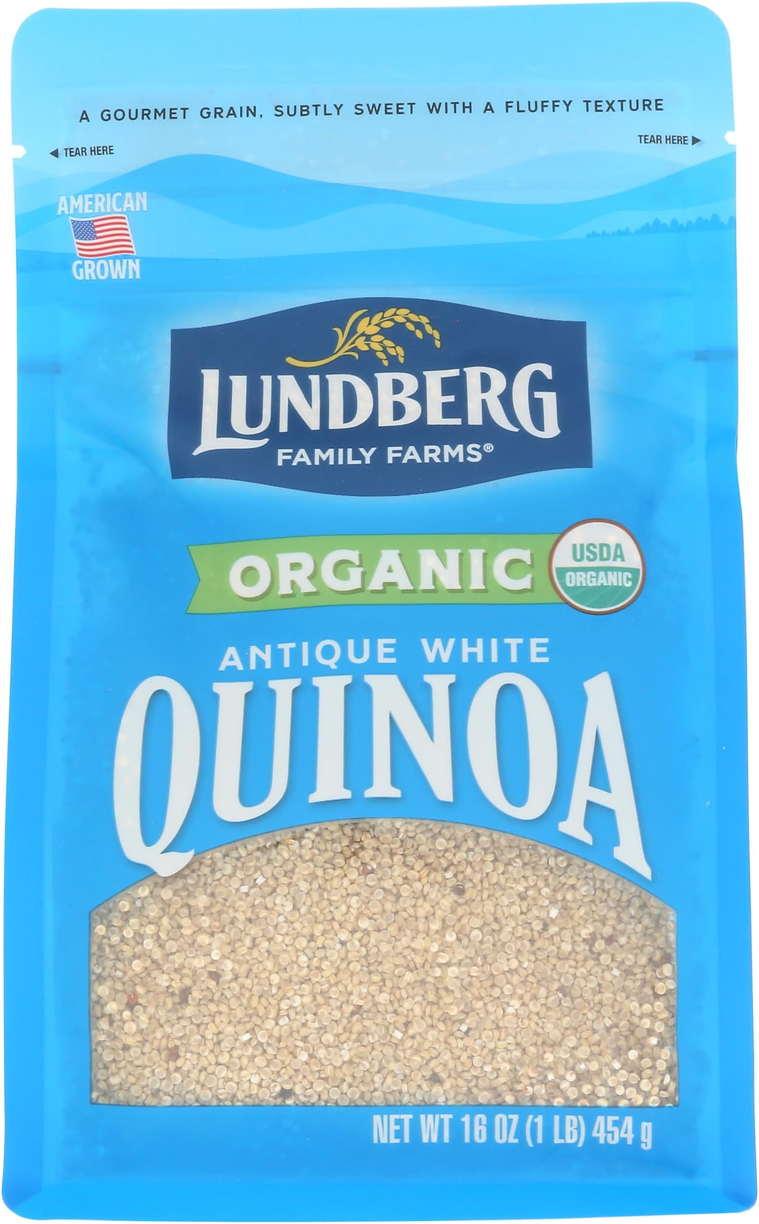Lundberg Family Farms - Organic Quinoa Antique White, 9 Essential Amino Acids, Excellent Source of Protein & Fiber, Non-GMO, Gluten-Free, USDA Certified Organic, Vegan, Kosher (16 oz)
