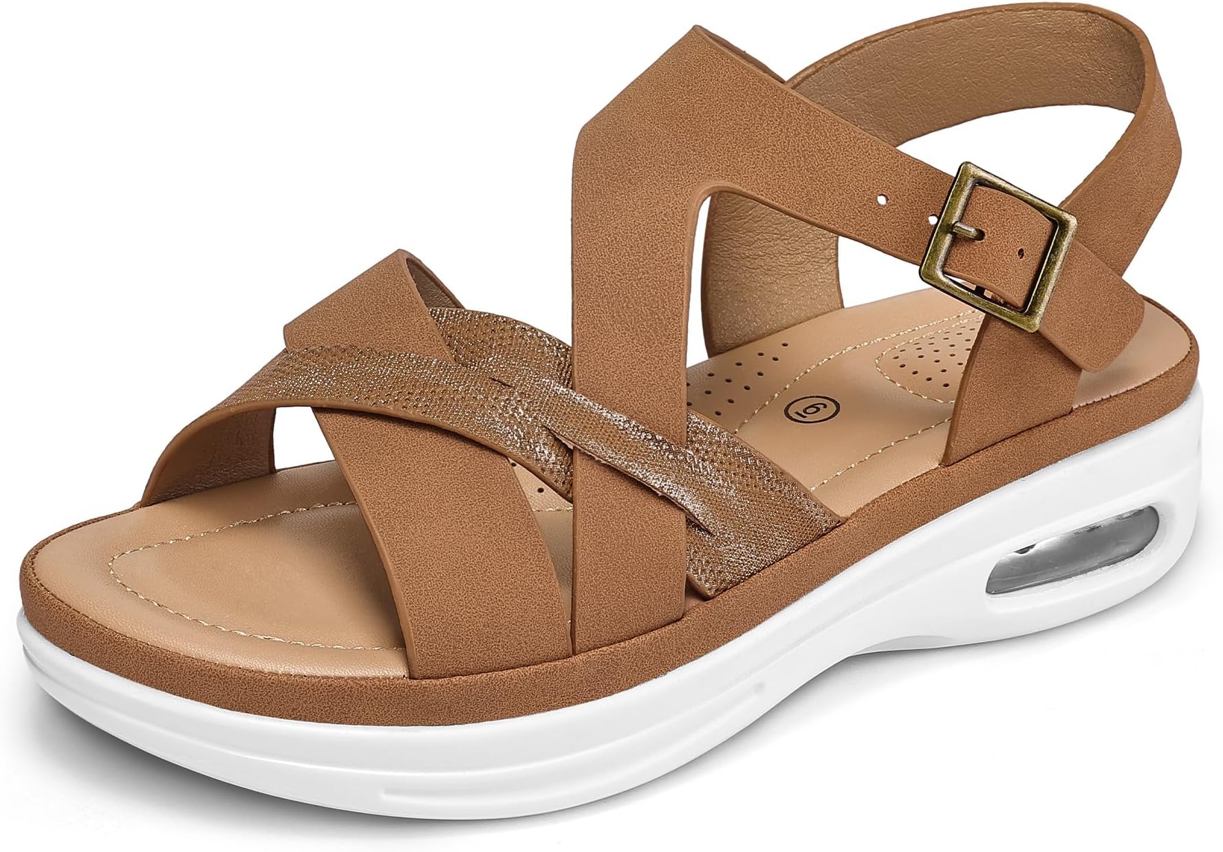 mysoft Women's Walking Sandals Comfortable Air Cushioned Support Ankle Strap Dress Sandals