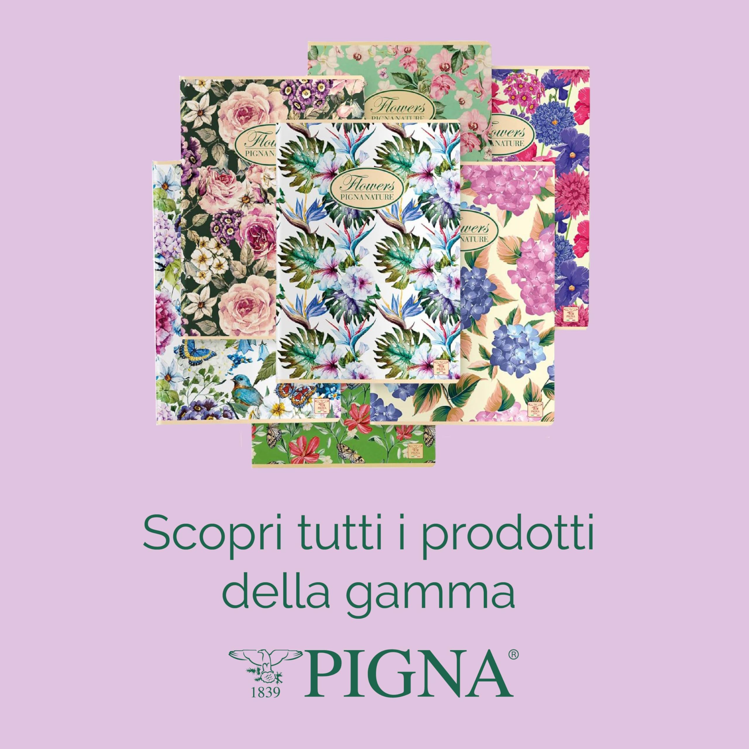 Pigna Maxi Quaderni Nature Flowers A4 21x29,7 cm 1R Righe 80 gr Carta Riciclata 10 szt