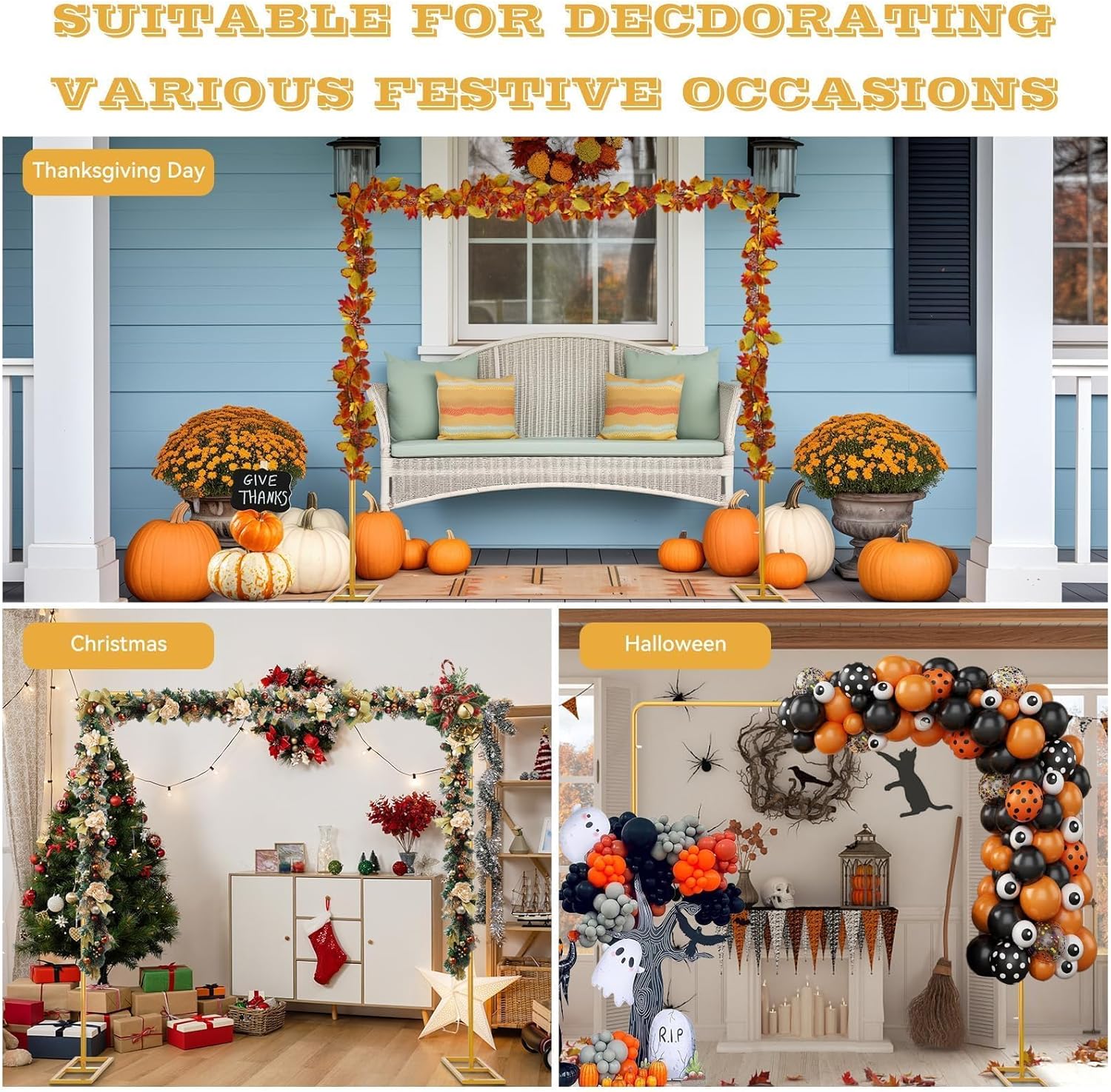 Wedding Arch Backdrop Stand Square 6.5FT Heavy Duty Metal Frame, Balloon Arch Stand Adjustable Photo Booth Decor for Valentine’s Day, Baby Showers, Birthdays, Anniversaries