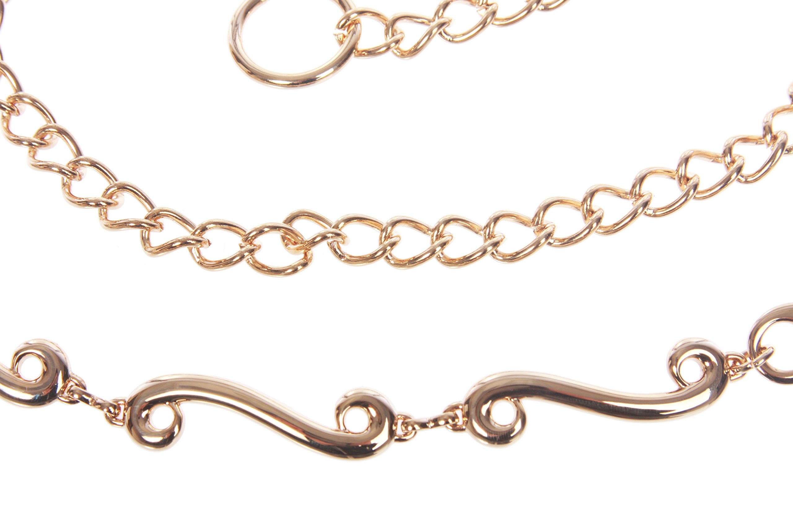 Women's Skinny Fashion Metal Chain Belt, Gold | O/S - 39 End To End