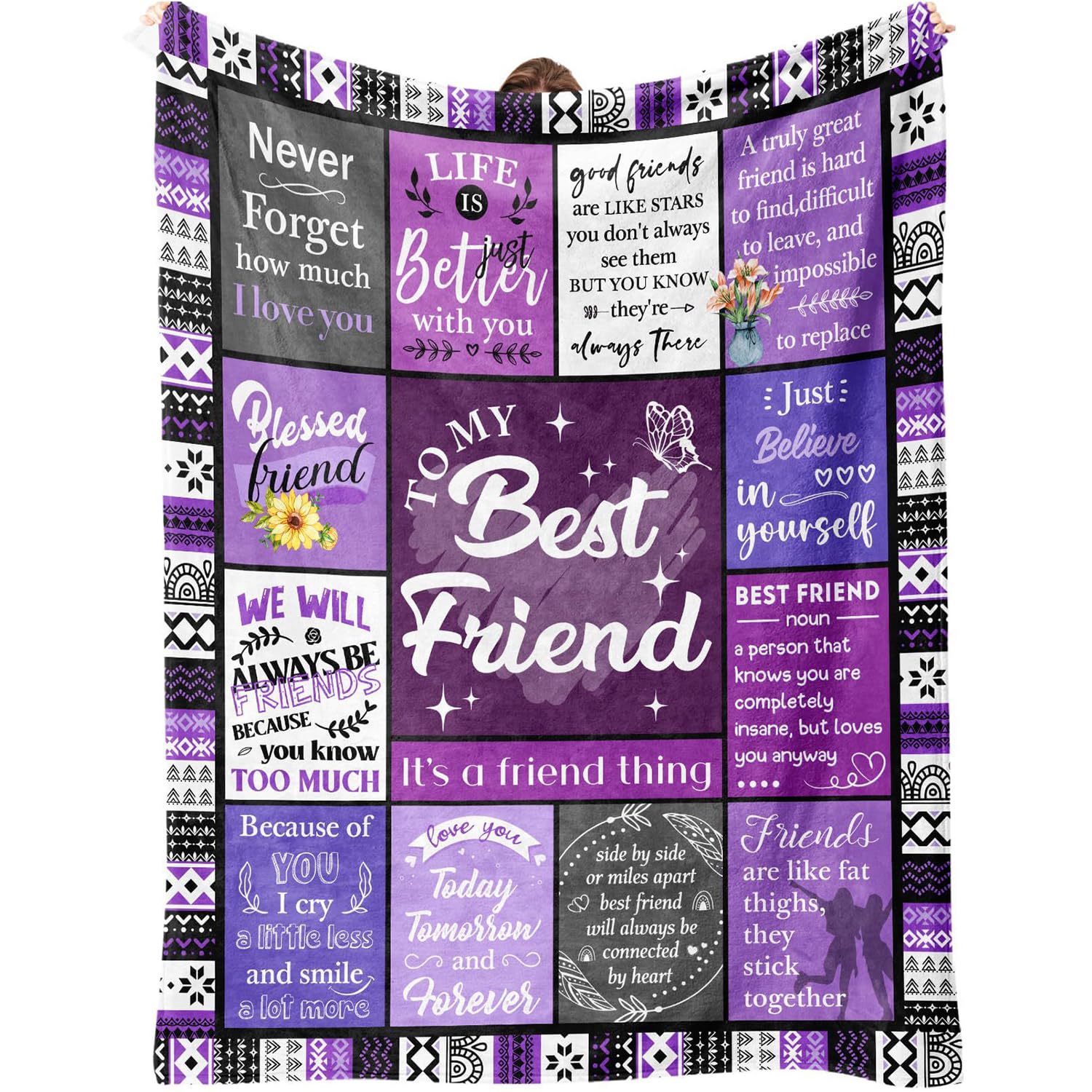 Best Friend Blanket Gifts, Friendship Blanket for Women, Bestie Blankets Gifts for Women, Besties, Friends, Sisters, Present for Friend on Mothers Day Wedding Retirement Galentines Christmas -C