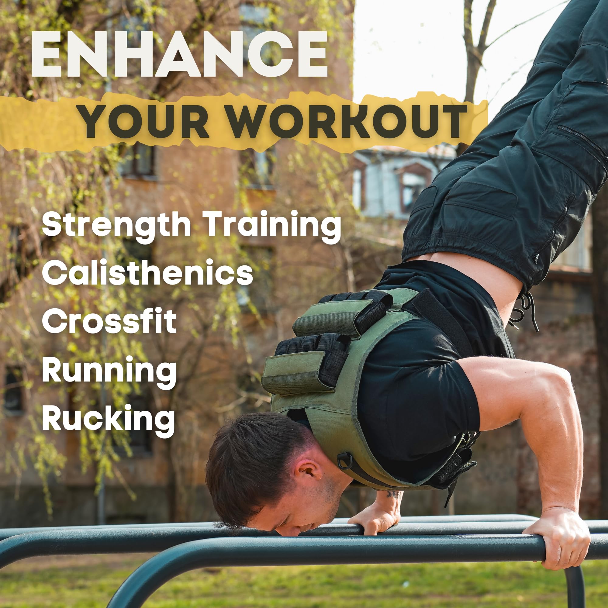 Adjustable Weighted Vest for Men and Women - Weight Vest with Iron Weights - BLACK - 16KG