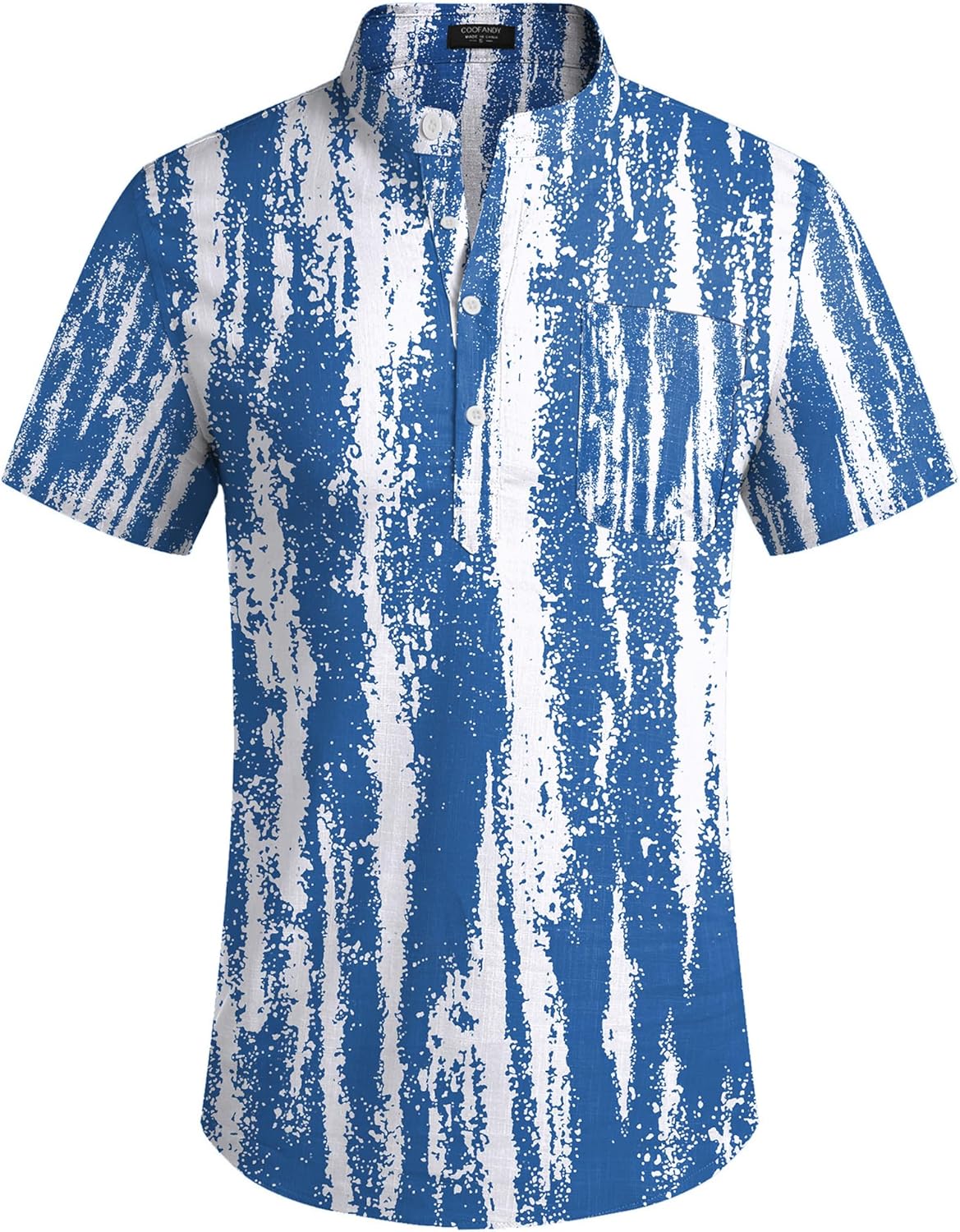 COOFANDY Men's Cotton Linen Henley Shirt Short Sleeve Hippie Casual Beach T-Shirts with Pocket - Image 4