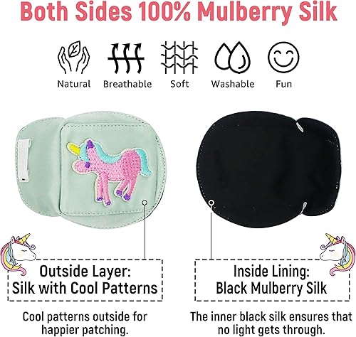 Miniatura 3 de Astropic Parche de ojo de seda 3D para niños  Parche de ojos para niñas  Parche médico para niños con ojo perezoso (unicornio rosa, ojo derecho)
