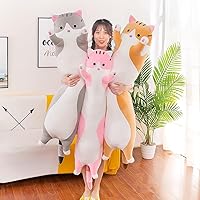Vista 22 de Cat Soft Plush Pillow Cute Cat Body Pillow, Long Stuffed Cat Plush Cat Stuffed Animal Toy Kitten Long Throw Pillow Gift for Kids White