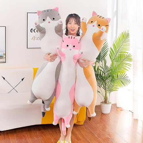 Vista 22 de Cat Soft Plush Pillow Cute Cat Body Pillow, Long Stuffed Cat Plush Cat Stuffed Animal Toy Kitten Long Throw Pillow Gift for Kids White