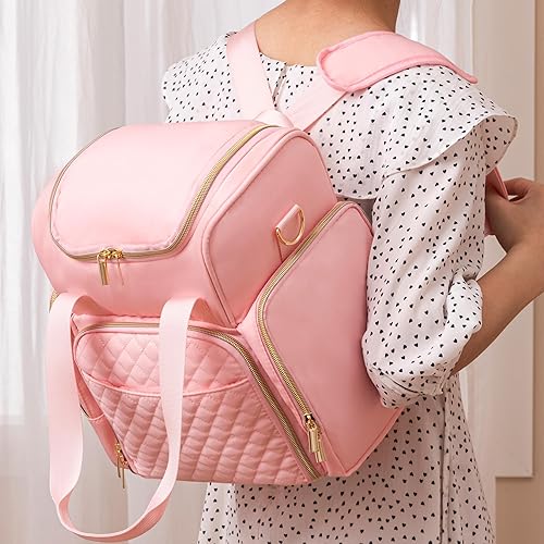 Miniatura 7 de HBselect Bolsa grande de cosméticos de maquillaje con 3 fundas extraíbles, estuche organizador de maquillaje de viaje de doble capa con divisores